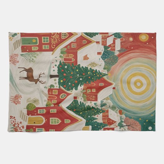 kerstdorp theedoek (Horizontaal)