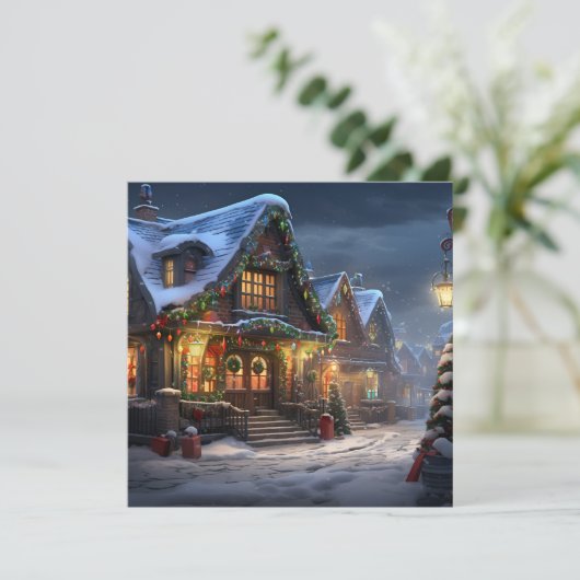 Kerstdorp vakantie wenskaart feestdagenkaart (Staand voorkant)