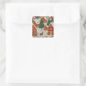 kerstdorp vierkante sticker (Tas)