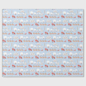 Kerstdorp voor feestdagen en rendieren voor kerstm cadeaupapier (Vlak)