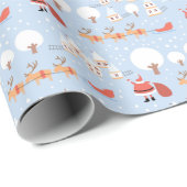 Kerstdorp voor feestdagen en rendieren voor kerstm cadeaupapier (Rol Hoek)