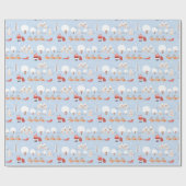 Kerstdorp voor feestdagen en rendieren voor kerstm cadeaupapier (Vlak)