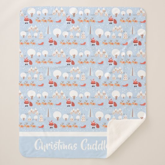 Kerstdorp voor feestdagen en rendieren voor kerstm sherpa deken (Voorkant)