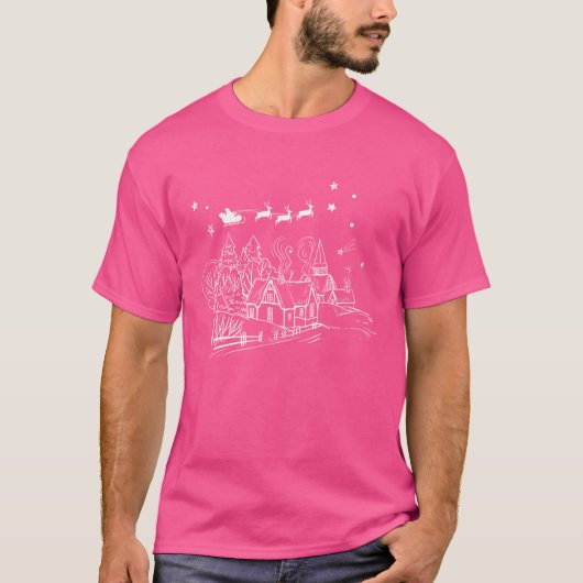 Kerstdorp Vrolijk Kerstfeest t shirt retro (Voorkant)