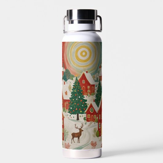 kerstdorp waterfles (Achterkant)
