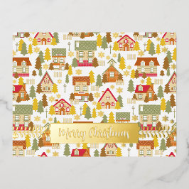 Kerstdorp White Folie Holiday Post Card Feestdagen Briefkaart