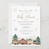 Kerstdorp Winter Baby shower Kaart (Voorkant)