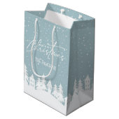 Kerstdorp Winter Sneeuw Vakantie Gift Bag Medium Cadeauzakje (Achterkant Gekanteld)