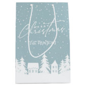 Kerstdorp Winter Sneeuw Vakantie Gift Bag Medium Cadeauzakje (Voorkant)
