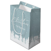 Kerstdorp Winter Sneeuw Vakantie Gift Bag Medium Cadeauzakje (Voorkant Gekanteld)