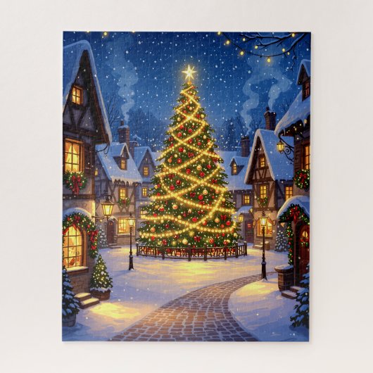 kerstdorpsboom legpuzzel (Verticaal)