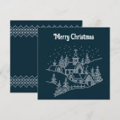 Kerstdorpsborduurwerk, noordse heilige nacht kaart (Voorkant / Achterkant)