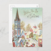  kerstdorpscène in de winter feestdagenkaart (Voorkant / Achterkant)