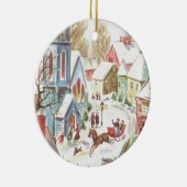  kerstdorpscène in de winter keramisch ornament (Rechts)