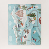 Kerstdorpsillustratie winterlandschap legpuzzel (Verticaal)