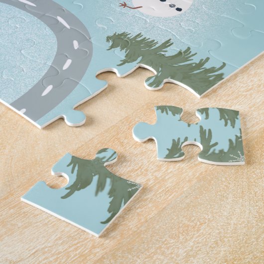 Kerstdorpsillustratie winterlandschap legpuzzel (Zijkant)