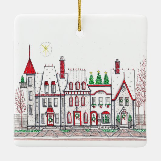 Kerstdorpswinkels Keramisch Ornament (Achterkant)