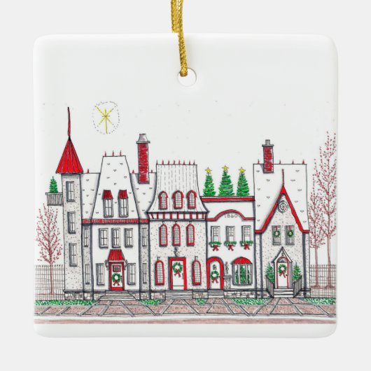 Kerstdorpswinkels Keramisch Ornament (Voorkant)