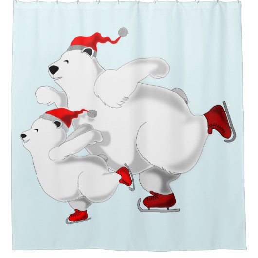 Kerstdoucherbed Happy Family Beren Douchegordijn (Voorkant)