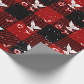 kerstdove met vreugde op touw cadeaupapier (Hoek)