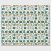 Kerstdozen en geschenken groen en geel cadeaupapier (Vlak)