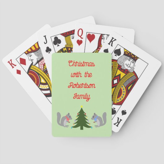 Kerstdraad Versierende Eekhoorns Aangepast Pokerkaarten (Achterkant)