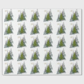 Kerstdraadboom in besneeuwd bos inpakpapier (Vlak)