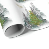 Kerstdraadboom in besneeuwd bos inpakpapier (Rol Hoek)