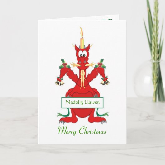 Kerstdraak Feestdagen Kaart (Voorkant)