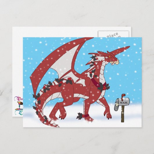 Kerstdraak Feestdagenkaart (Voorkant / Achterkant)