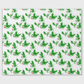 Kerstdraak in Santa Hats Cool Fantasy Cadeaupapier (Vlak)