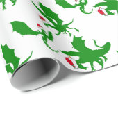 Kerstdraak in Santa Hats Cool Fantasy Cadeaupapier (Rol Hoek)