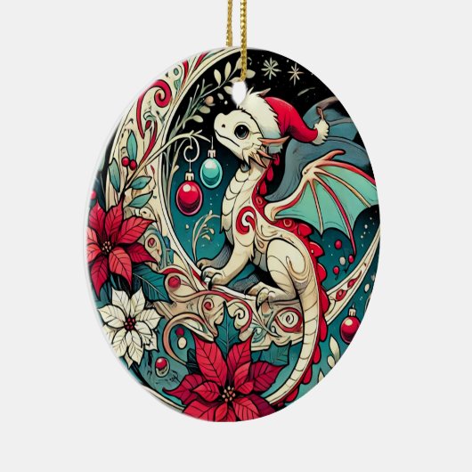 Kerstdraak Keramisch Ornament (Rechts)