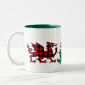 Kerstdraak Red & Black Buffalo Pset, Wales Tweekleurige Koffiemok (Links)