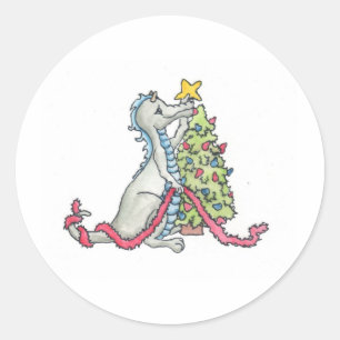 Kerstdraak Ronde Sticker