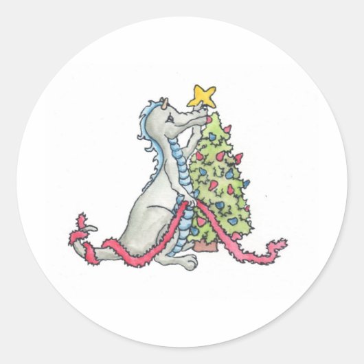 Kerstdraak Ronde Sticker (Voorkant)