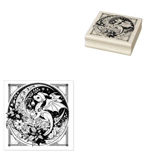 Kerstdraak Rubberstempel (Gestempeld)