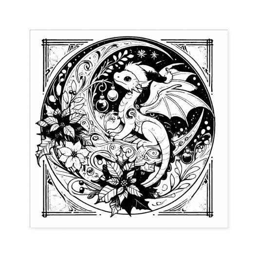 Kerstdraak Rubberstempel (Afrduk)