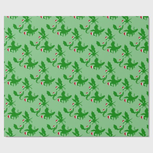 Kerstdraak Santa Claus Cadeaupapier (Vlak)