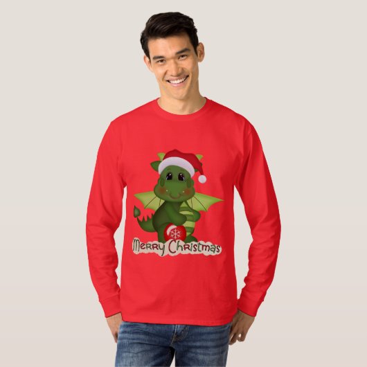 Kerstdraak Vakantiek cartoon t-shirt (Voorkant volledig)