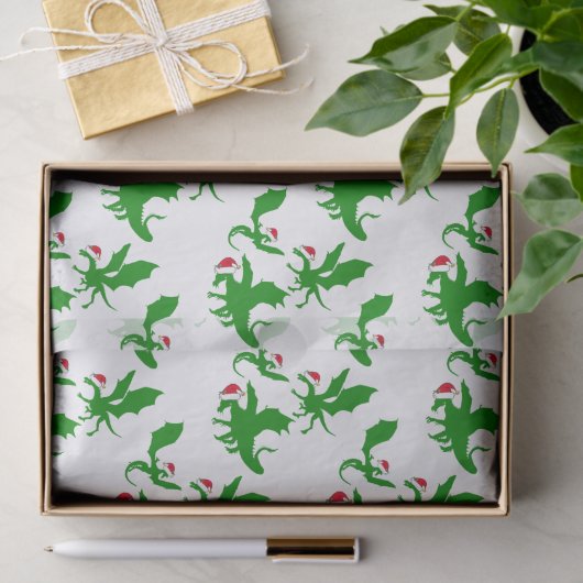 Kerstdraken in Santa Hats Leuke vakantie Tissuepapier (Geschenk)