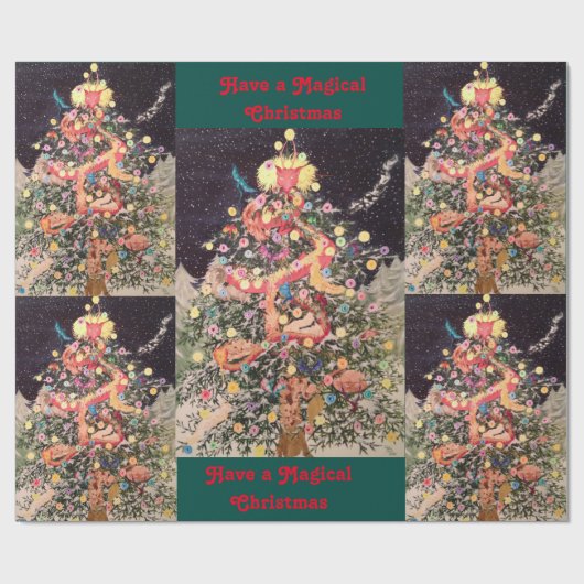 kerstdrakenboom, 30 x 15-inch omslagpapier cadeaupapier (Vlak)