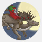 kerstdrakensticker ronde sticker (Voorkant)