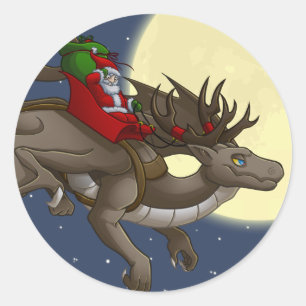 kerstdrakensticker ronde sticker