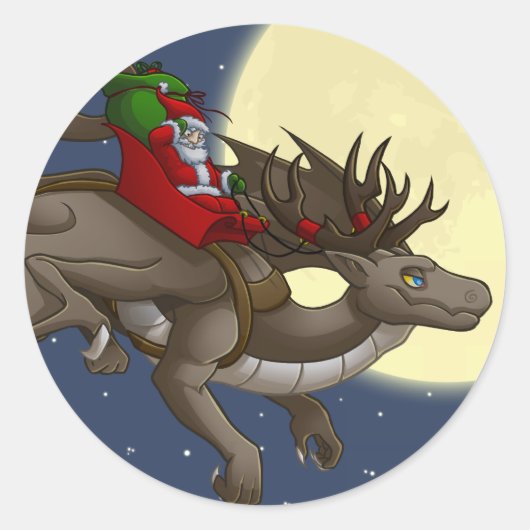 kerstdrakensticker ronde sticker (Voorkant)