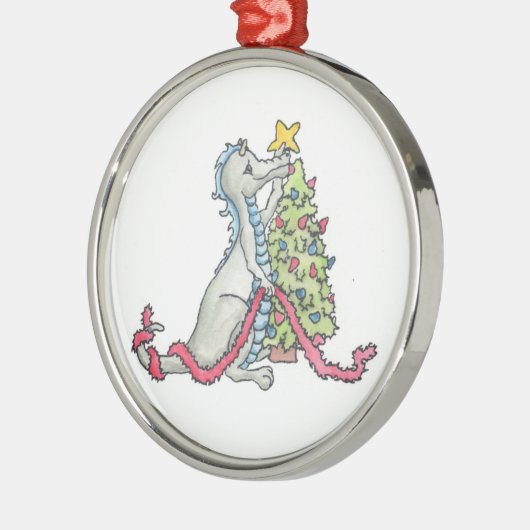 kerstdrakenversiering metalen ornament (Links)