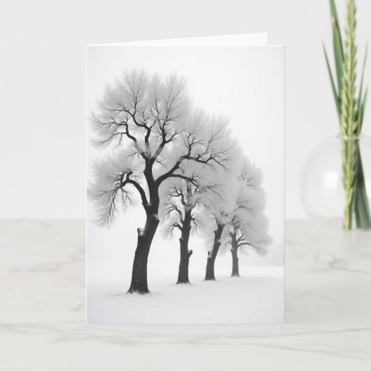 Kerstdrempelkaart met Berijpte Bomen Kaart (Voorkant)