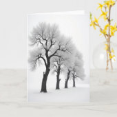 Kerstdrempelkaart met Berijpte Bomen Kaart (Gele Bloem)
