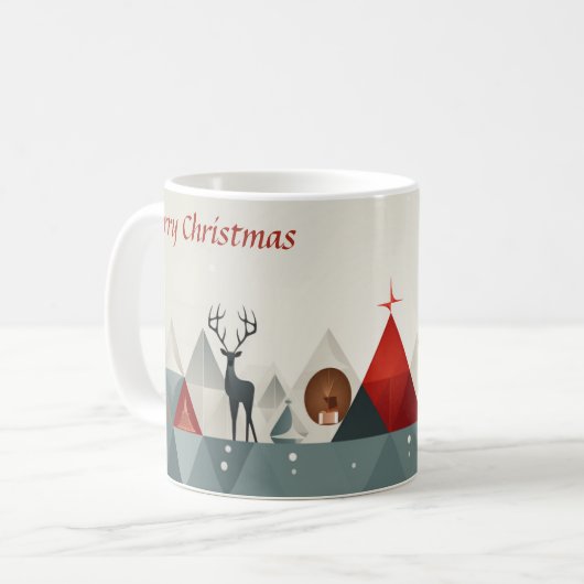 Kerstdriehoek Riddle: Minimal Christmas Cup Koffiemok (Voorkant links)