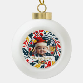 Kerstdrieluik voor baby's eerste kerstfeest keramische bal ornament